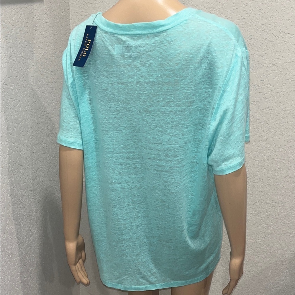 NWT Polo Ralph Lauren light Teal blue V-Neck Women's Top - Picture 4 of 4